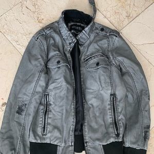 Gray guess faux leather jacket